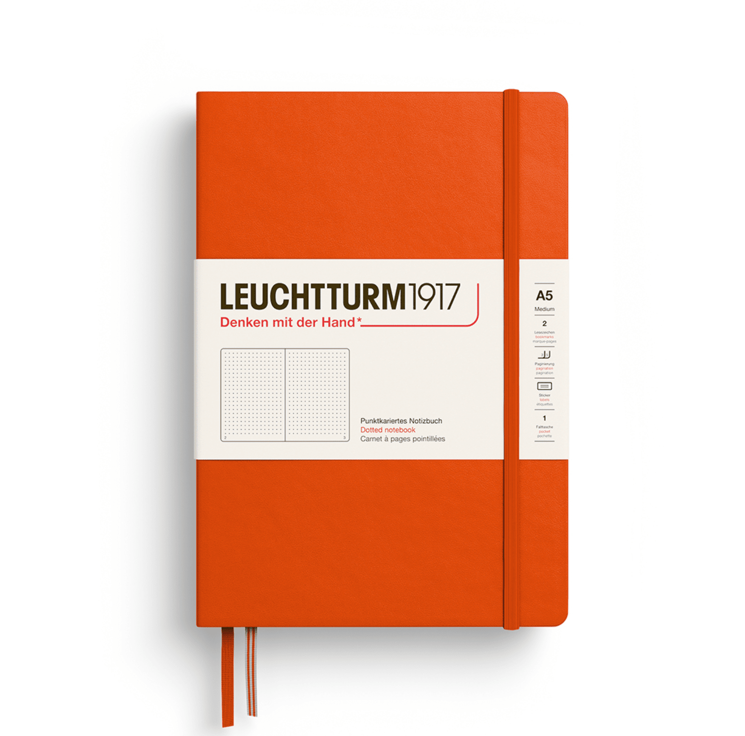 Carnet de notes Medium (A5), Couverture rigide, 251 pages num., Pumpkin, pointillé