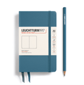 Carnet Pocket (A6), Couverture rigide, 187 pages numérotées, Stone Blue, blanc