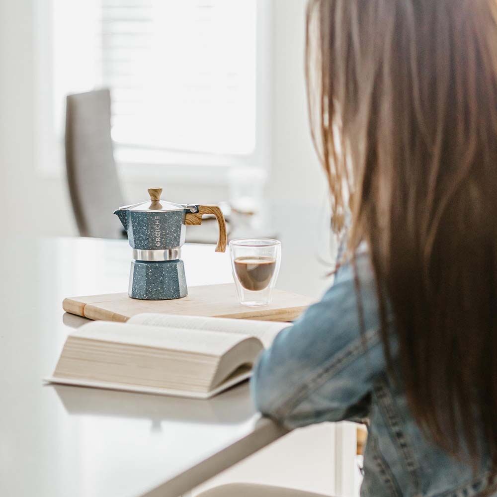 GROSCHE - Cafetière italienne 3 tasses Milano Stone Bleu Indigo - BEAJ