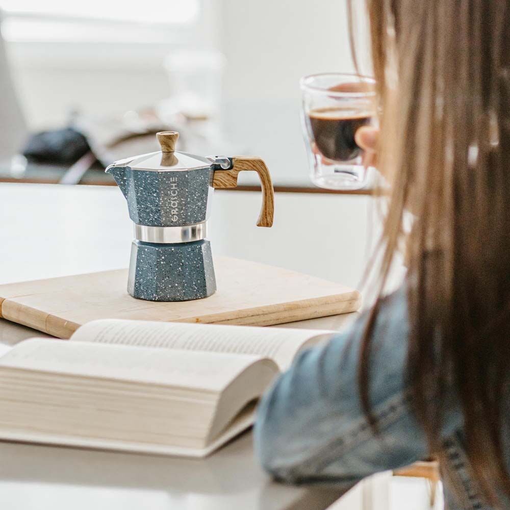 GROSCHE - Cafetière italienne 3 tasses Milano Stone Bleu Indigo - BEAJ